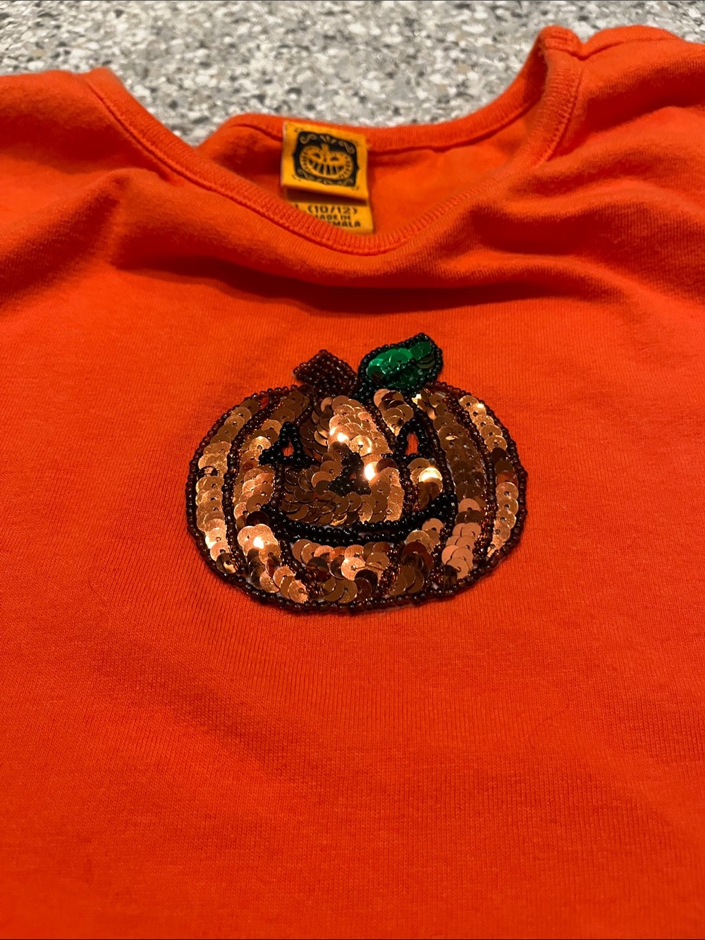 Kids100% cotton Orange Short Sleeve Tee with Sequin Pumpkin - Gymboree